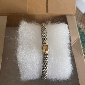 LAGOS Silver Beaded Bracelet with Golden Yellow Stone